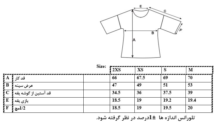 اطلاعات سایزبندی