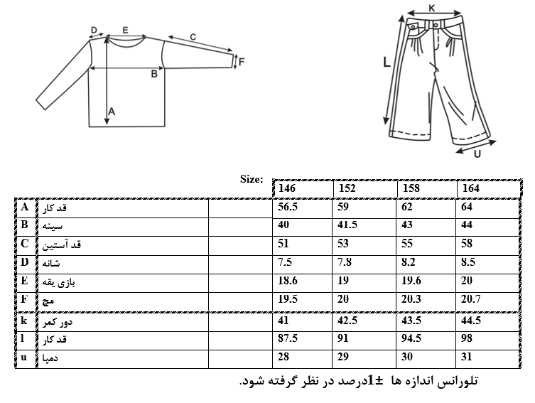 اطلاعات سایز بندی