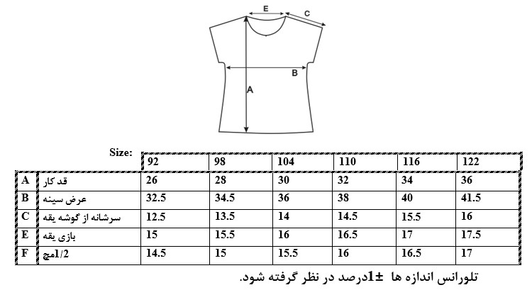 اطلاعات سایزبندی کراپ طرح قلب دخترانه