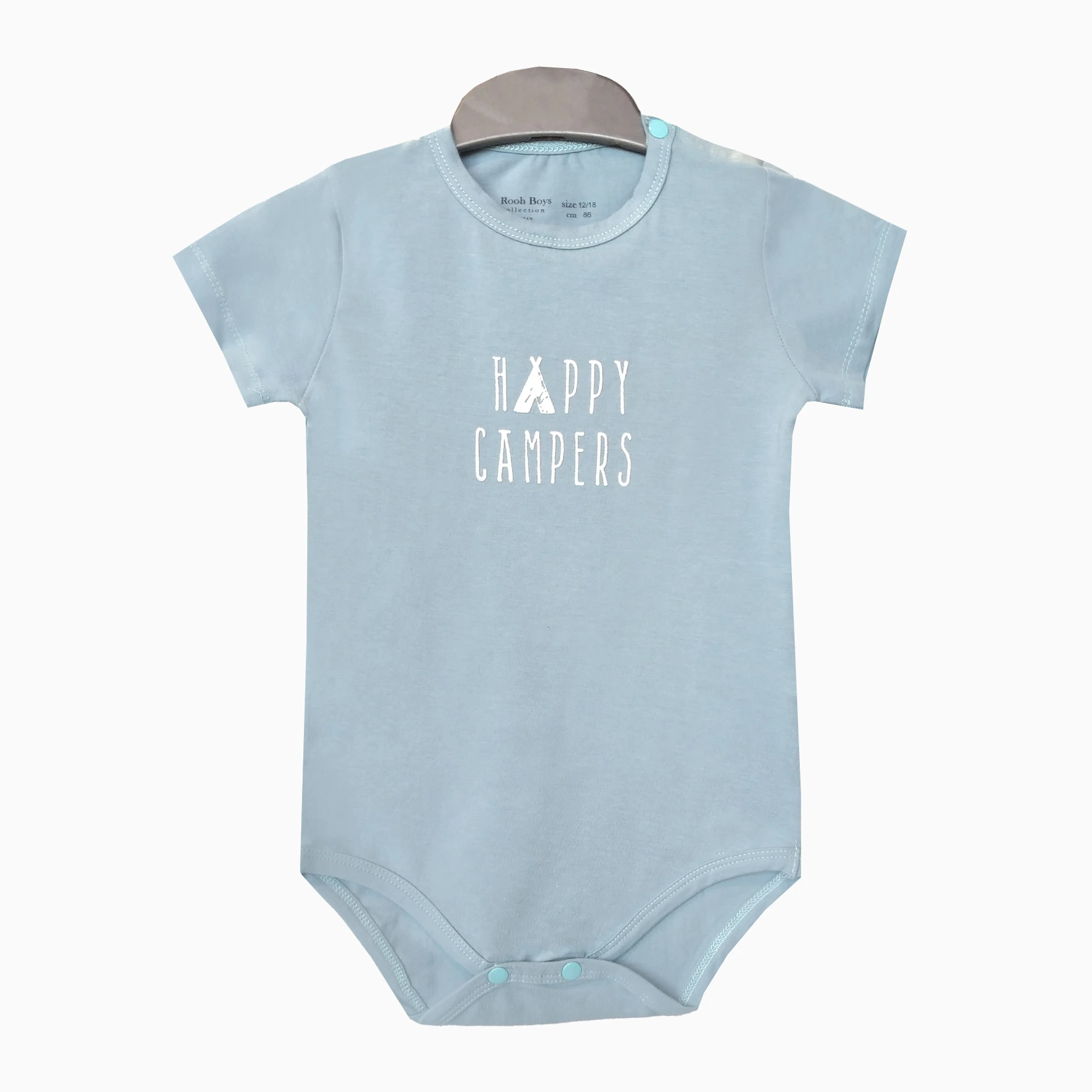 اطلاعات سایزبندی بادی آستین کوتاه طرح Happy Campers نوزاد پسر