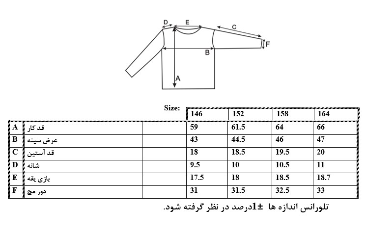 اطلاعات سایزبندی