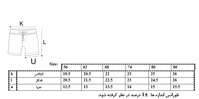 اطلاعات سایزبندی شلوارک طرح Im Pilot پسرانه