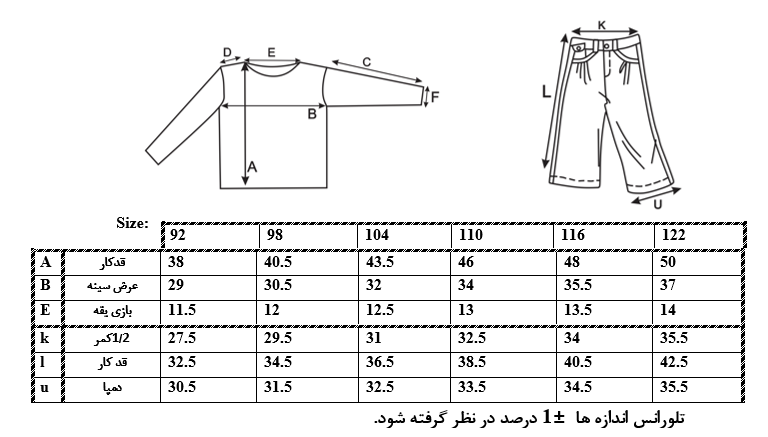 اطلاعات سایزبندی تاپ و شلوارک طرح خرچنگ پسرانه