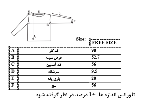 اطلاعات سایزبندی پیراهن کوتاه زنانه