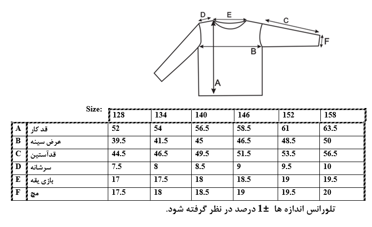 سایزبندی هودی طرح Rooh پسرانه