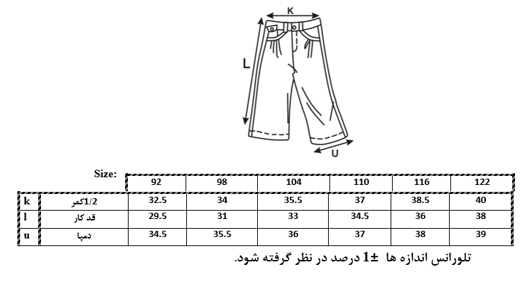 اطلاعات سایزبندی شلوارک پسرانه